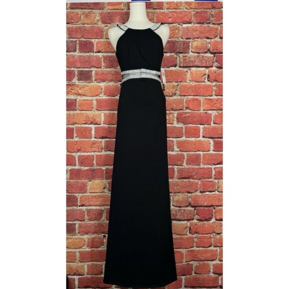 SEQUIN HEARTS Womens Black Short Sleeve Full-Length Dress Petites‎ 5 Glam NWT